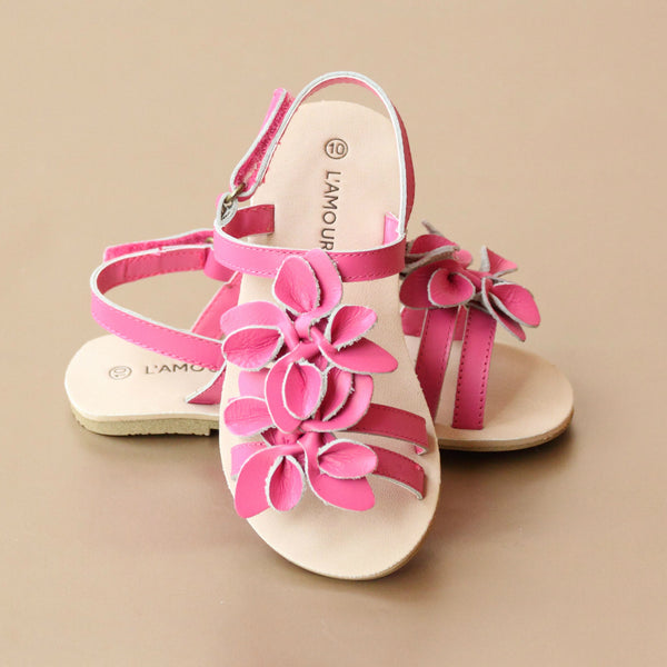 L'Amour Girls Bloom Leather Sandal