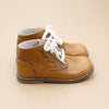 Junie Vintage Inspired Camel Leather Boot with Appleseed Design