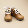 Junie Vintage Inspired Camel Leather Boot with Appleseed Design