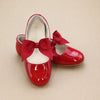 L'Amour Girls Amelia Elastic Strap With Bow Dressy Flat Patent Red - Petit Foot