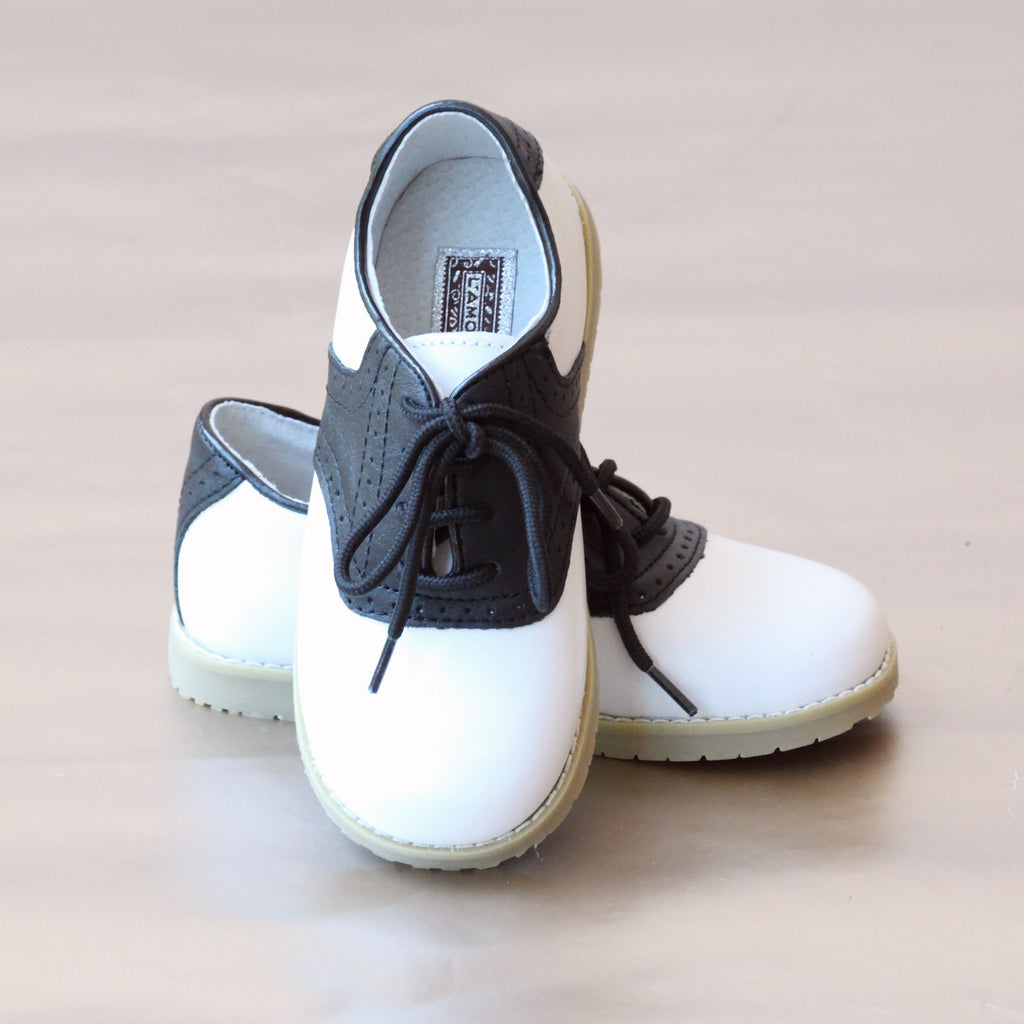 L'Amour Boys Black Saddle Oxford Shoes – Petit Foot