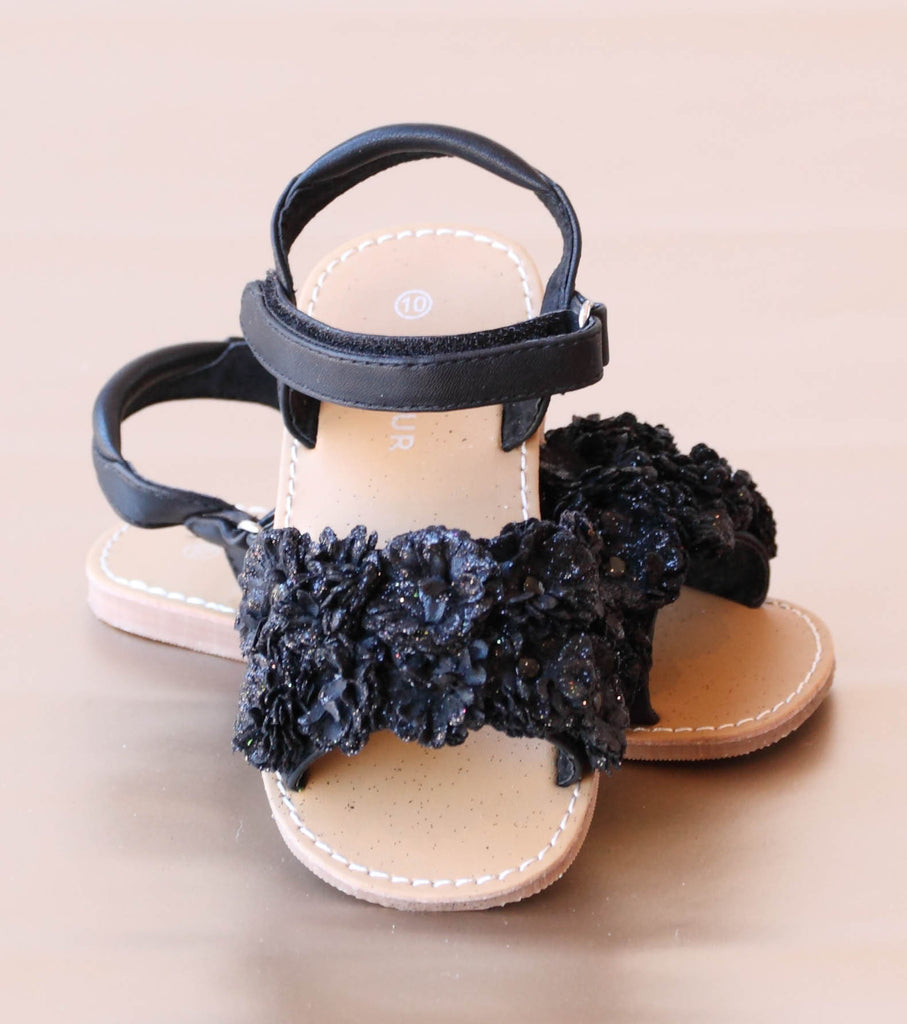 Toddler Girls Faux Leather Strappy Sandals | The Children's Place - BLACK