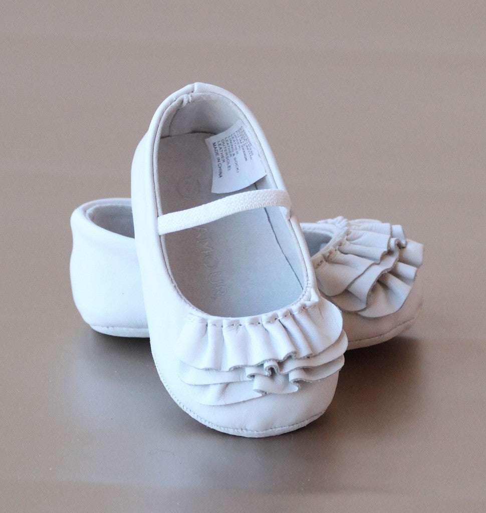 FINAL SALE - L'Amour Infant Girls Ruffle Mary Jane Crib Shoe – Petit Foot